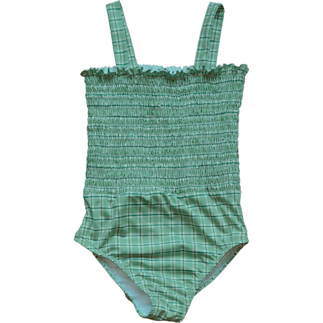 Tessa Smocked One Piece in Apple Check