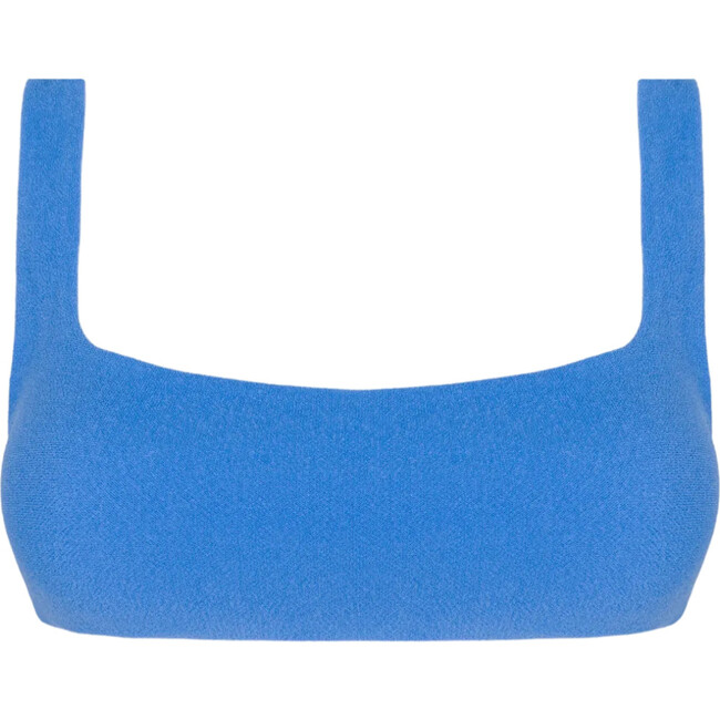 women's deep sea blue terry square neck bikini top