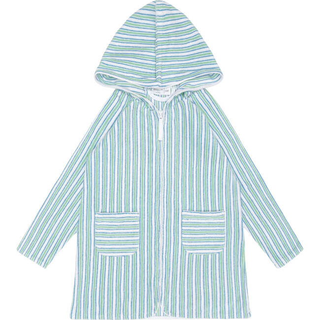 unisex tamarin stripe french terry hooded zipper coverup