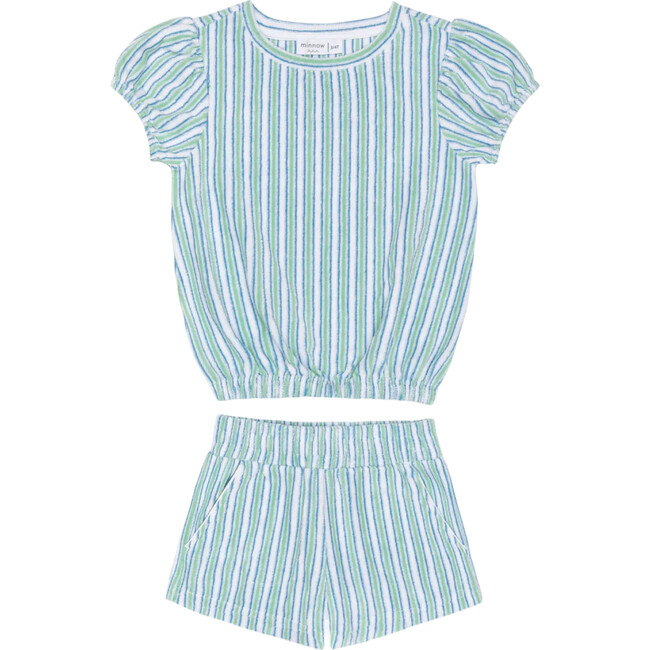 girls tamarin stripe french terry top and short set