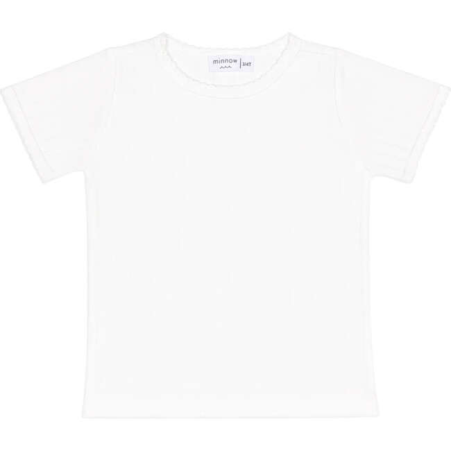 girls shell white pointelle shirt