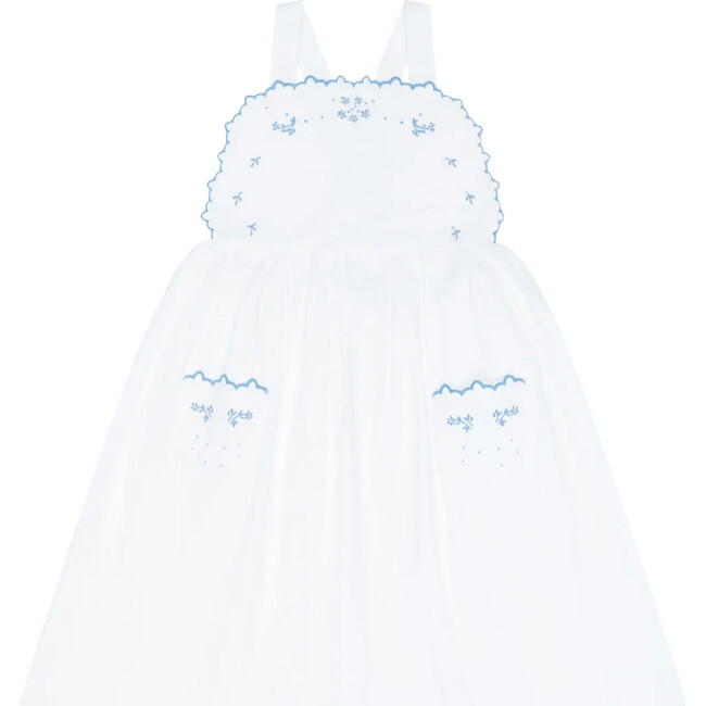 girls shell white cross back pinafore dress