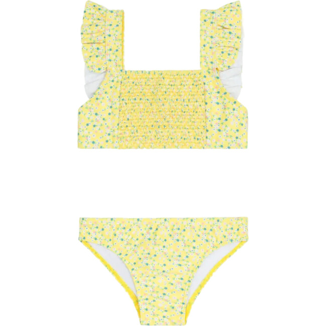 girls petite fleur smocked ruffle strap bikini