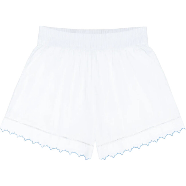 women's white scalloped short