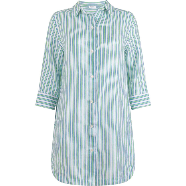 women's tamarin stripe long sleeve button down shirt dress