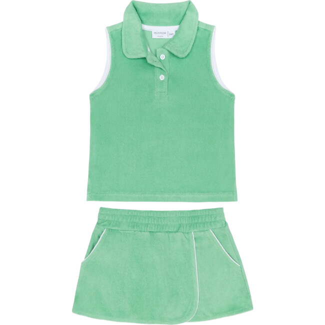 girls gustavia green french terry tennis tank top and skort set