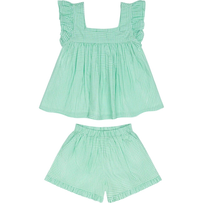 girls gustavia gingham ruffle top and short set