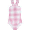 girls blush gingham v-neck crossover one piece - One Pieces - 1 - thumbnail