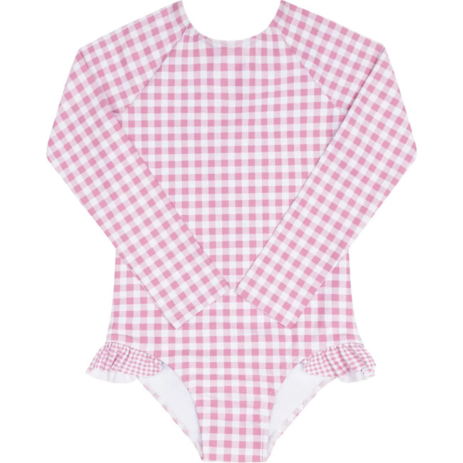 girls blush gingham rashguard one piece