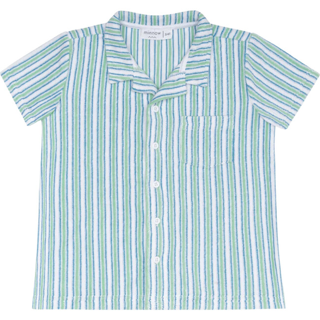 boys tamarin stripe french terry button up