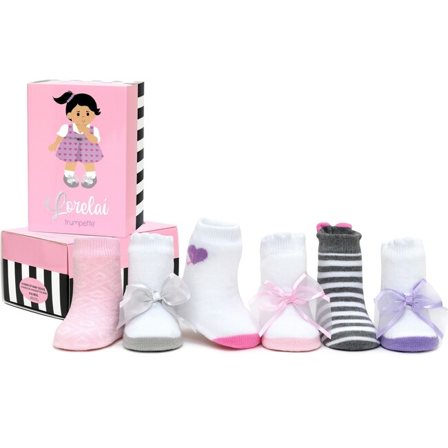 Lorelai Pink 6pk Socks