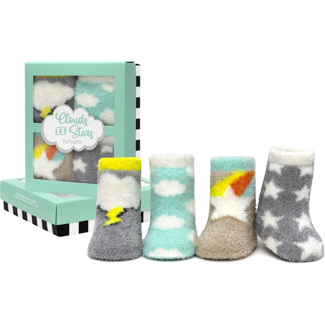 Clouds & Stars Assorted Pastel 4pk Cozy Socks