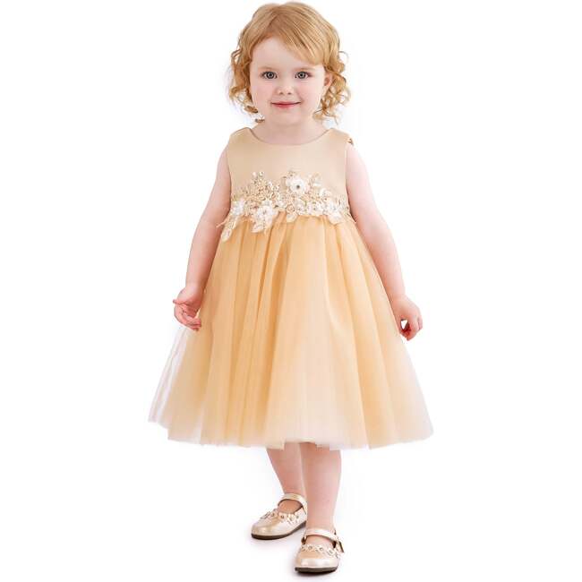 Zinara Ribbon Bloom Gown, Champagne