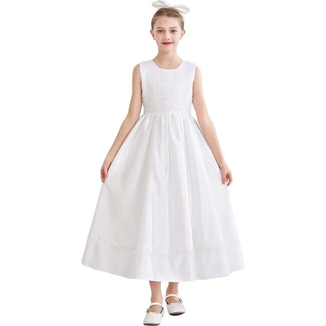 Sylvarra Sleeveless Formal Dress with Headband, White