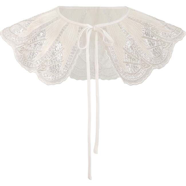 Sequin Lace Stole, White