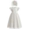 Velloria Lace Christening Dress with Bonnet, White - Dresses - 2