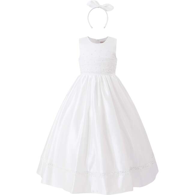 Sylvarra Sleeveless Formal Dress with Headband, White