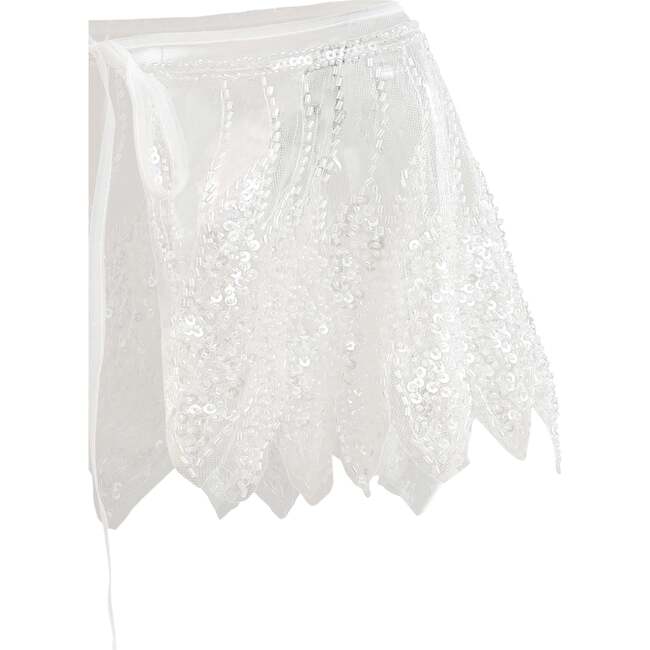 Sequin Tie-Front Stole, White - Scarves - 3