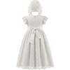 Velloria Lace Christening Dress with Bonnet, White - Dresses - 3