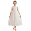 Montessa Formal Dress with Lace Trim, White - Dresses - 1 - thumbnail