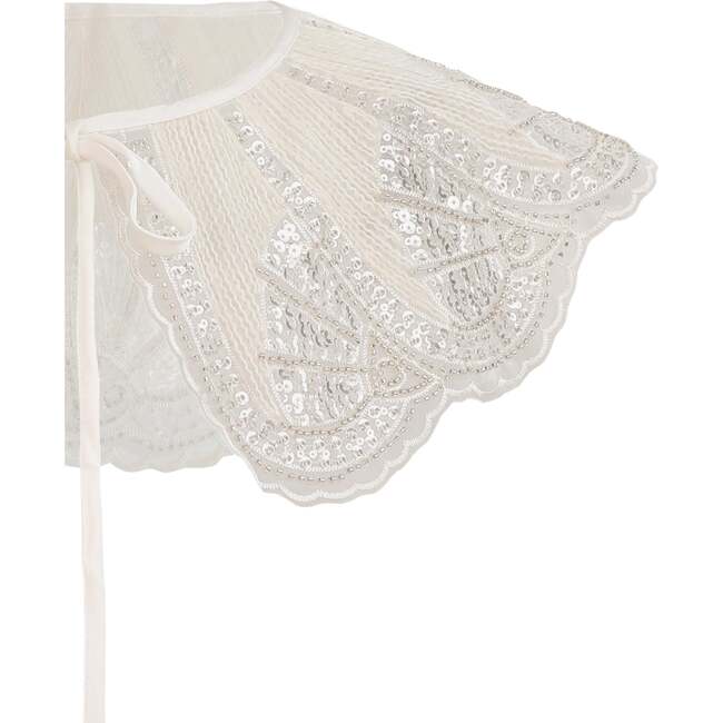 Sequin Lace Stole, White - Scarves - 3