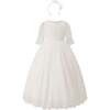 Montessa Formal Dress with Lace Trim, White - Dresses - 2 - thumbnail