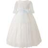 Montessa Formal Dress with Lace Trim, White - Dresses - 3 - thumbnail