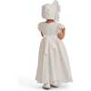 Velloria Lace Christening Dress with Bonnet, White - Dresses - 5