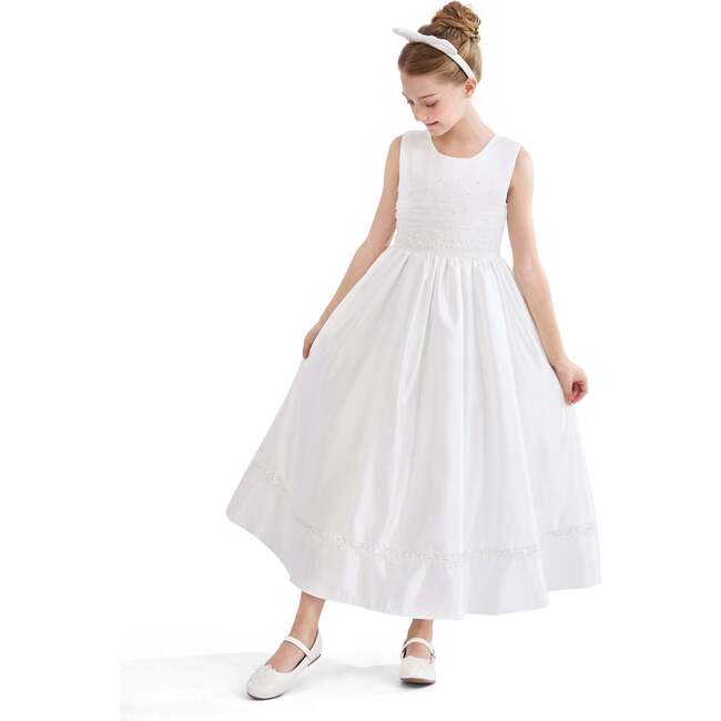 Sylvarra Sleeveless Formal Dress with Headband, White - Dresses - 5
