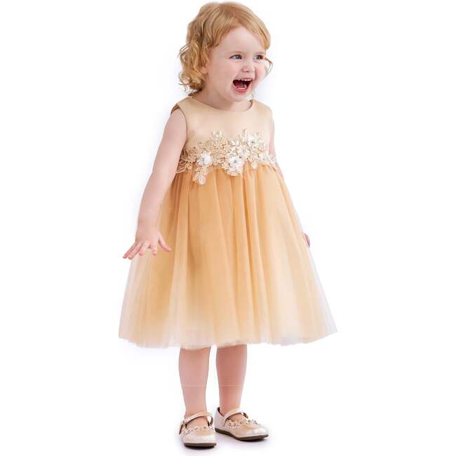 Zinara Ribbon Bloom Gown, Champagne - Dresses - 5