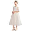 Montessa Formal Dress with Lace Trim, White - Dresses - 5 - thumbnail