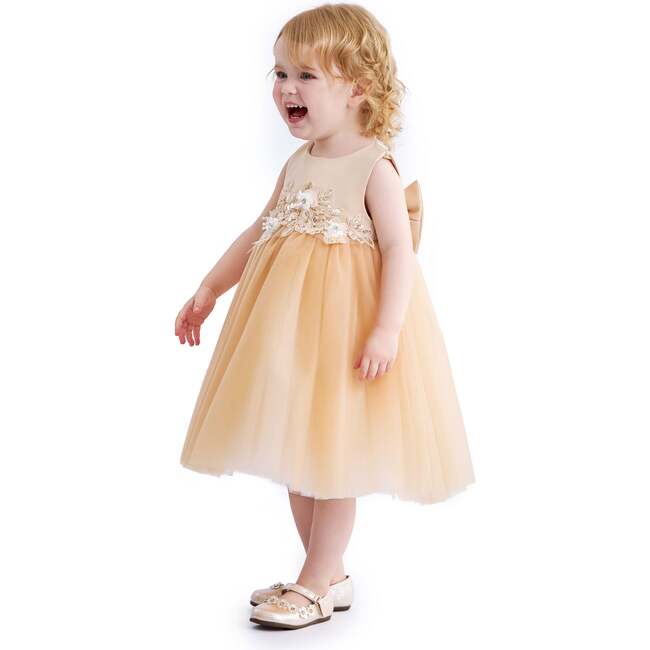 Zinara Ribbon Bloom Gown, Champagne - Dresses - 6