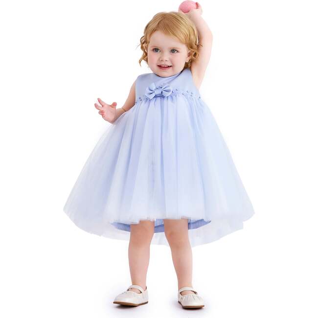 Oravelle Lace Petal Gown, Blue - Dresses - 5