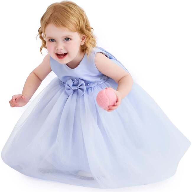 Oravelle Lace Petal Gown, Blue - Dresses - 6
