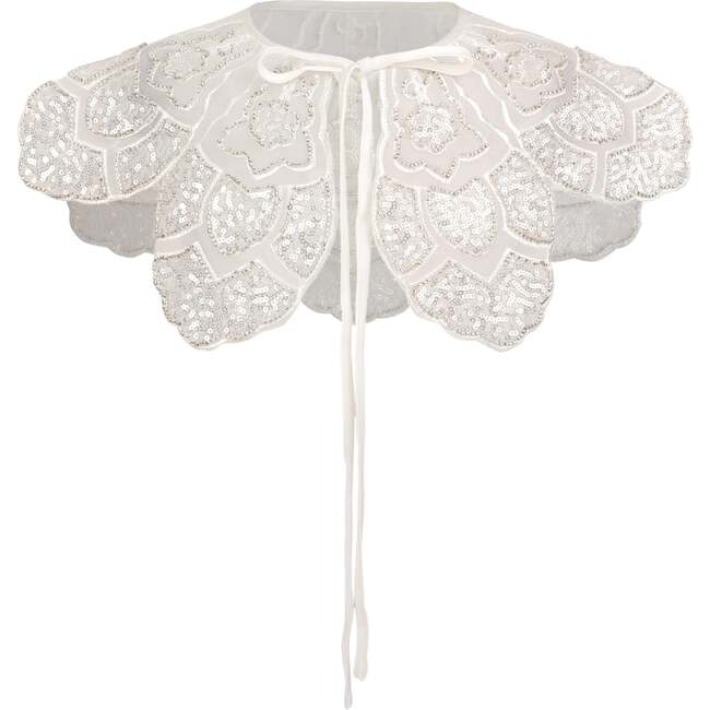 Floral Embroidered Stole, White