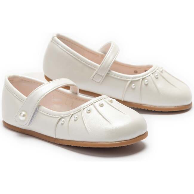 Gold Thalia Pearl Shoes, White