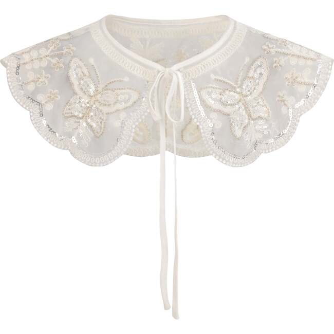 Embroidered Butterfly Stole, White