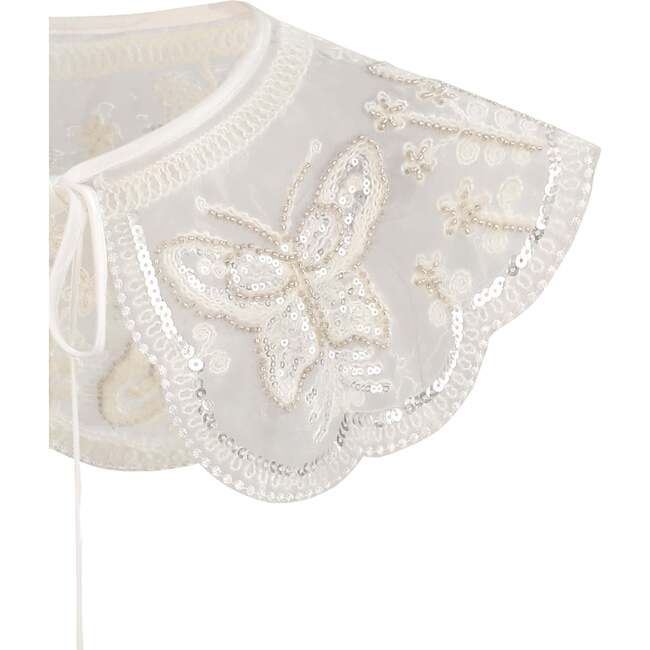 Embroidered Butterfly Stole, White