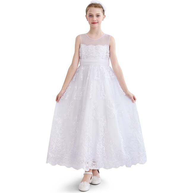 Auresta Lace Sleeveless Dress, White