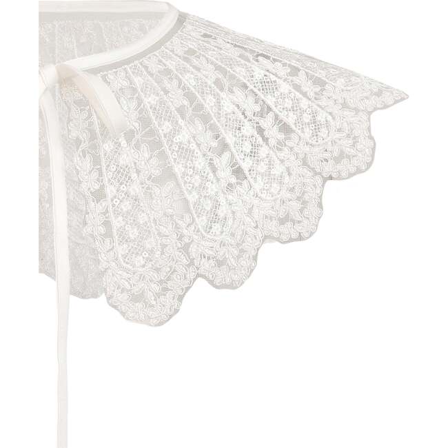 Lace Ribbon Stole, White - Scarves - 3