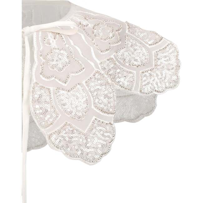 Floral Embroidered Stole, White - Scarves - 3
