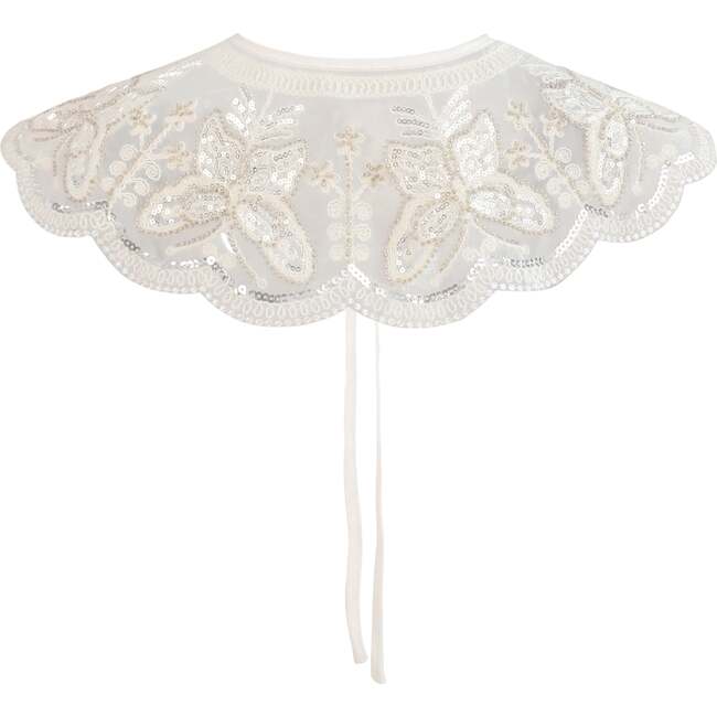 Embroidered Butterfly Stole, White - Scarves - 3