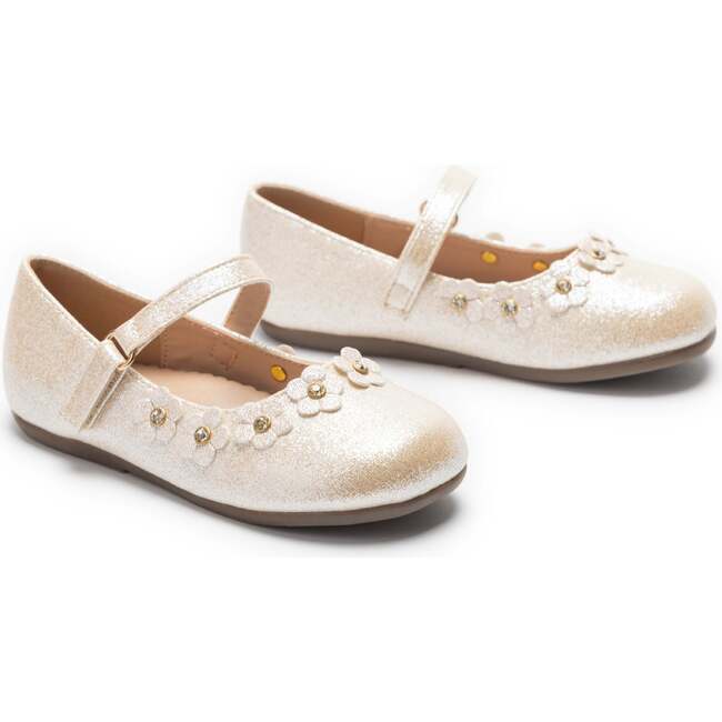 Aurelia Flower Shoes, Gold - Flats - 3