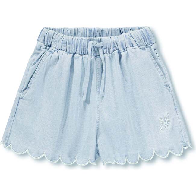 Addie Washed Chambrey Shorts, Blue