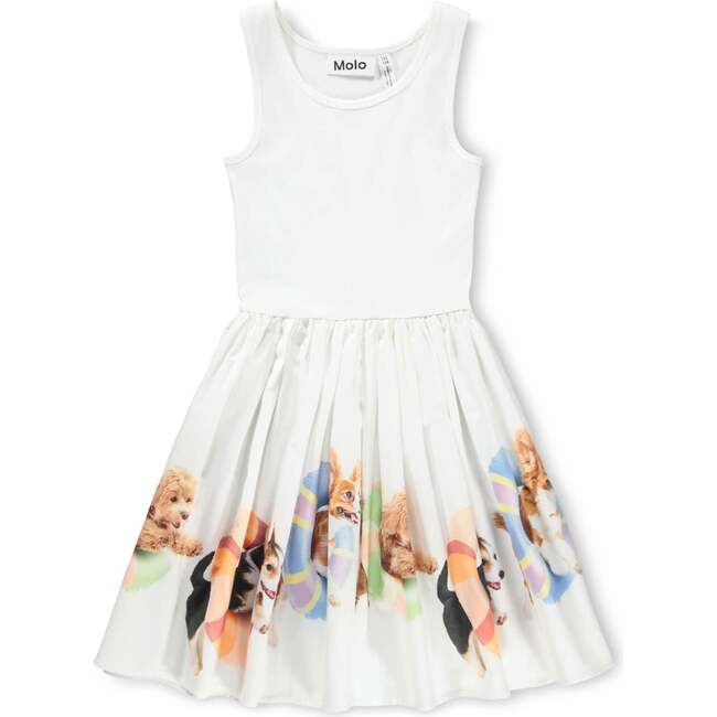Cassandra Puppy Print Dress, White