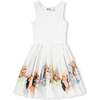 Cassandra Puppy Print Dress, White - Dresses - 1 - thumbnail