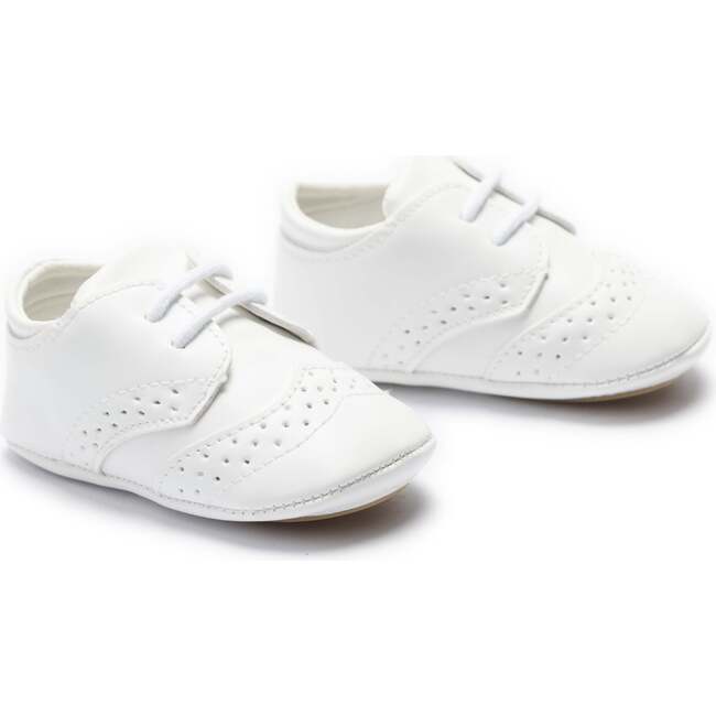 Brogue Baby Shoes, White - Booties - 3