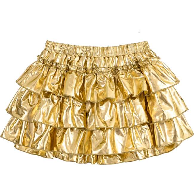 Tiered Mini Skirt, Gold