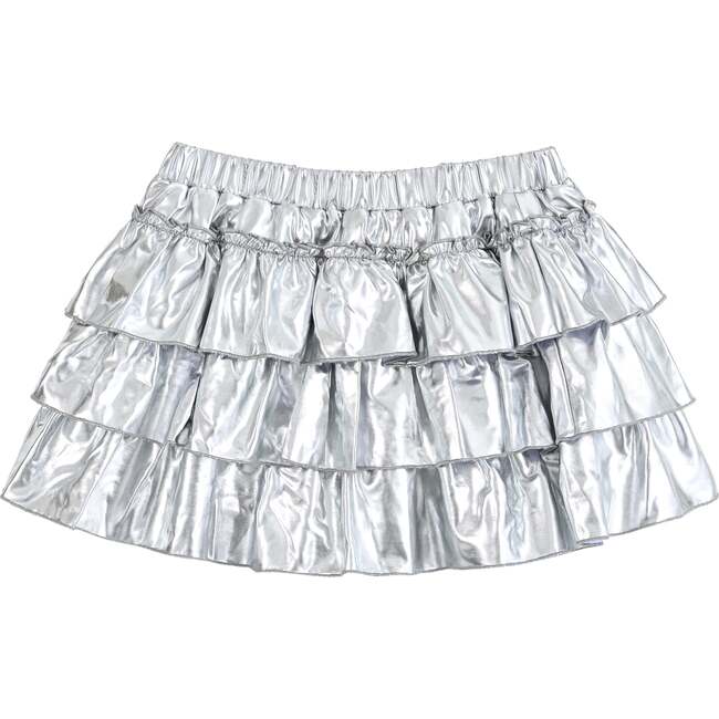 Tiered Mini Skirt, Silver