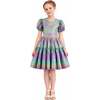 Iridescent Puff-Sleeve Dress, Retro - Dresses - 1 - thumbnail